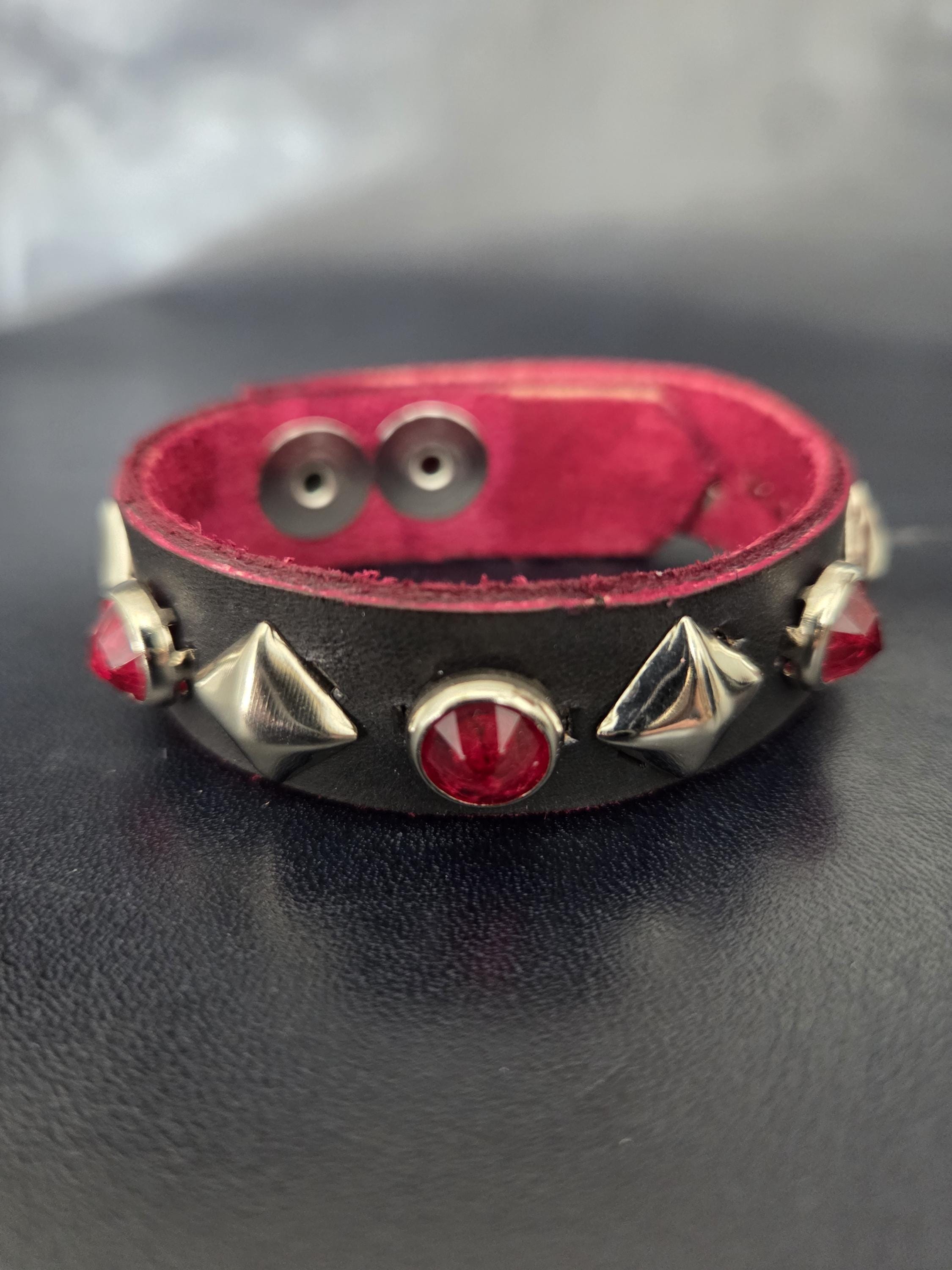 Studded leather punk bracelet.