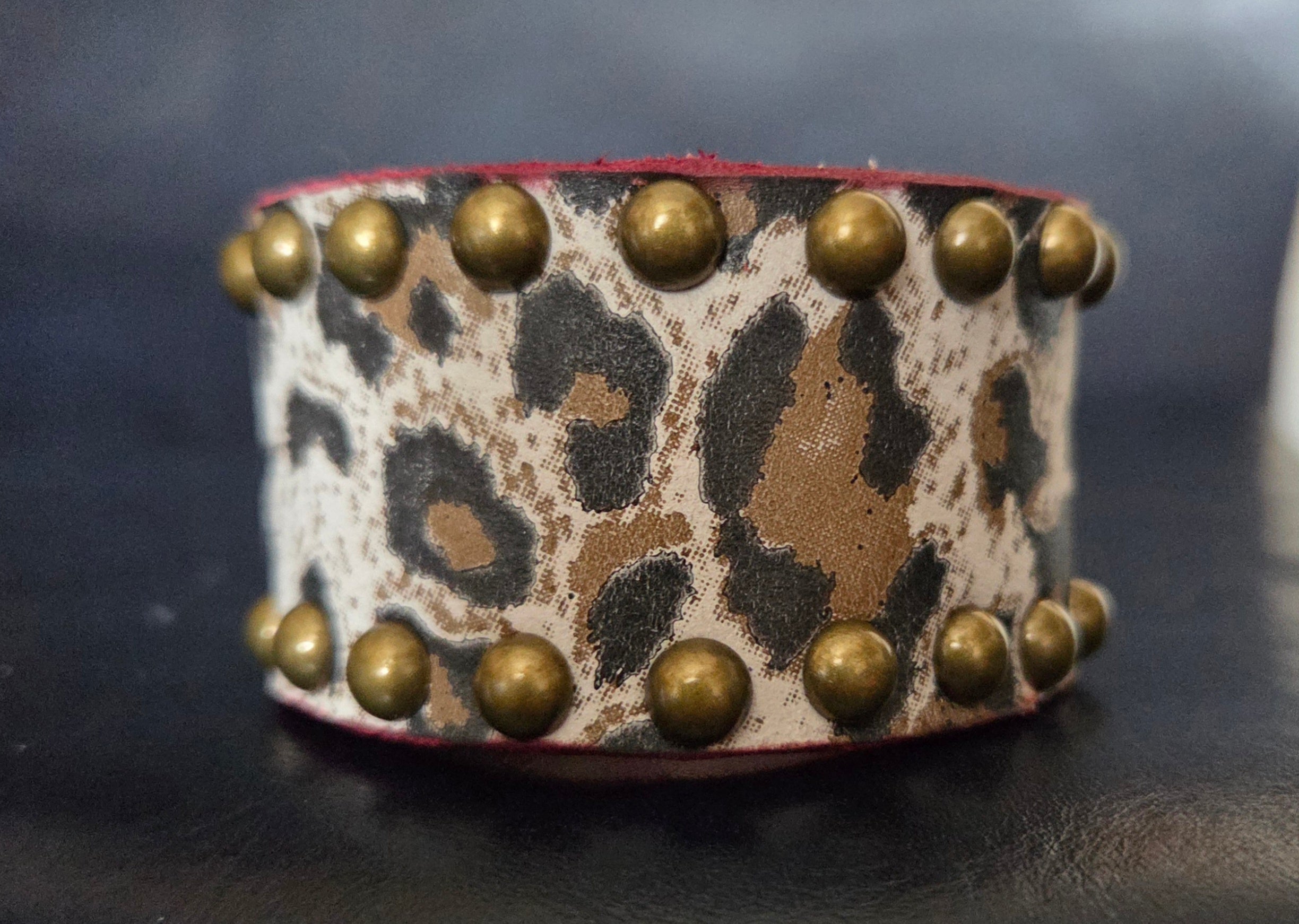 Leopard print wrist cuff.