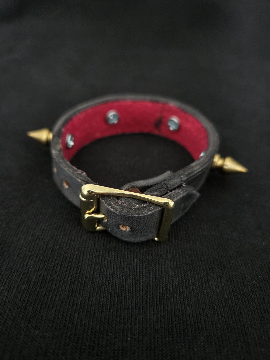 Spiked punk leather bracelet.