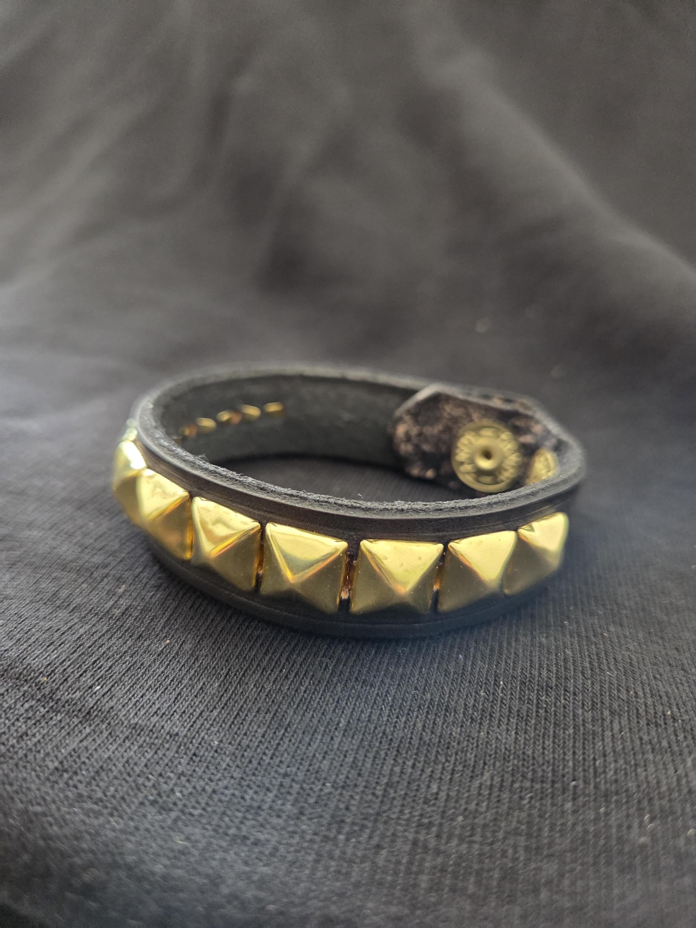 Studded leather punk bracelet.