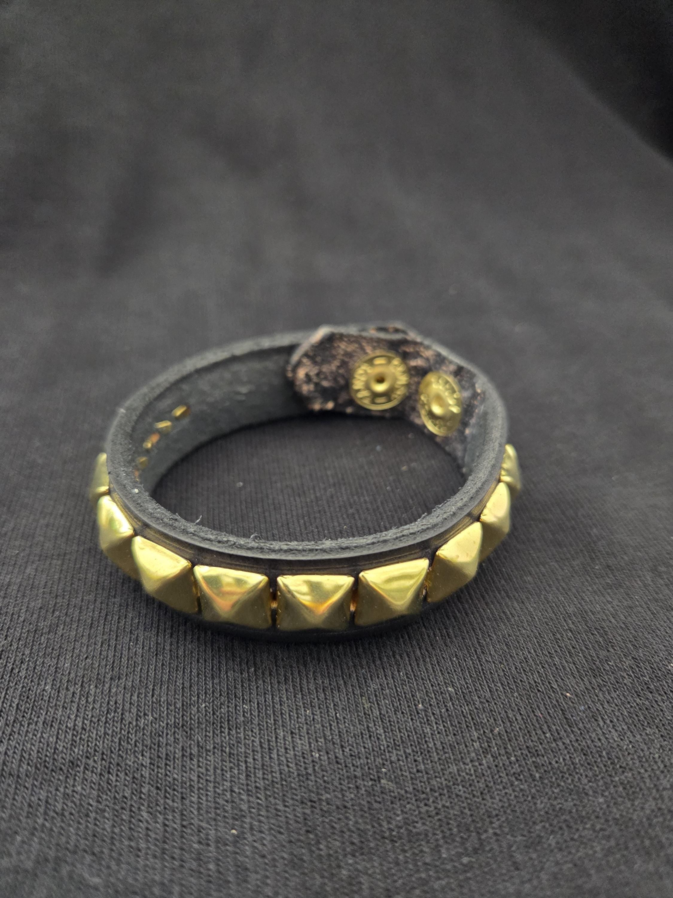 Studded leather punk bracelet.