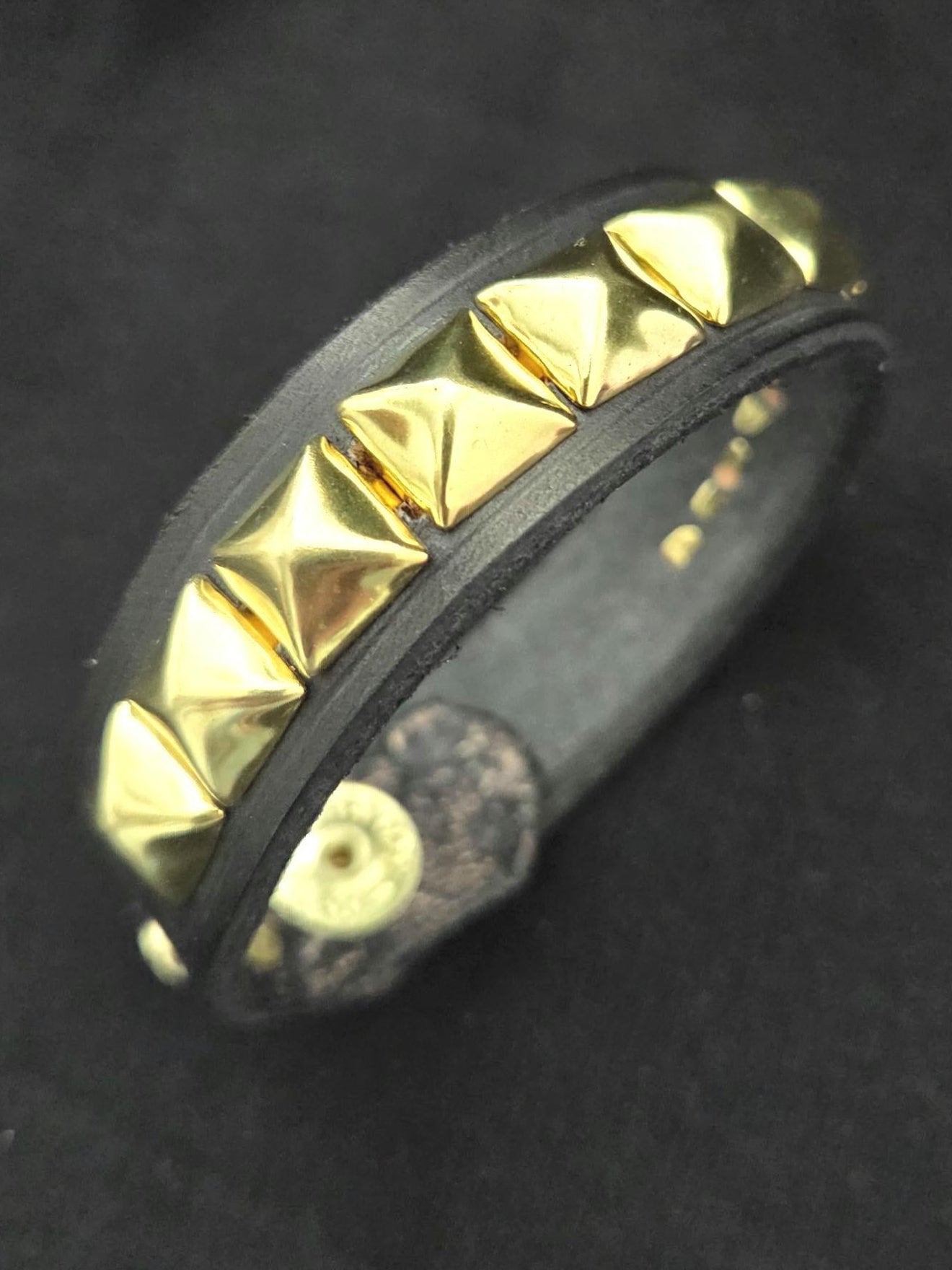 Studded leather punk bracelet.