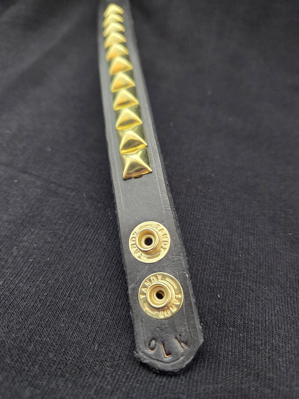 Studded leather punk bracelet.