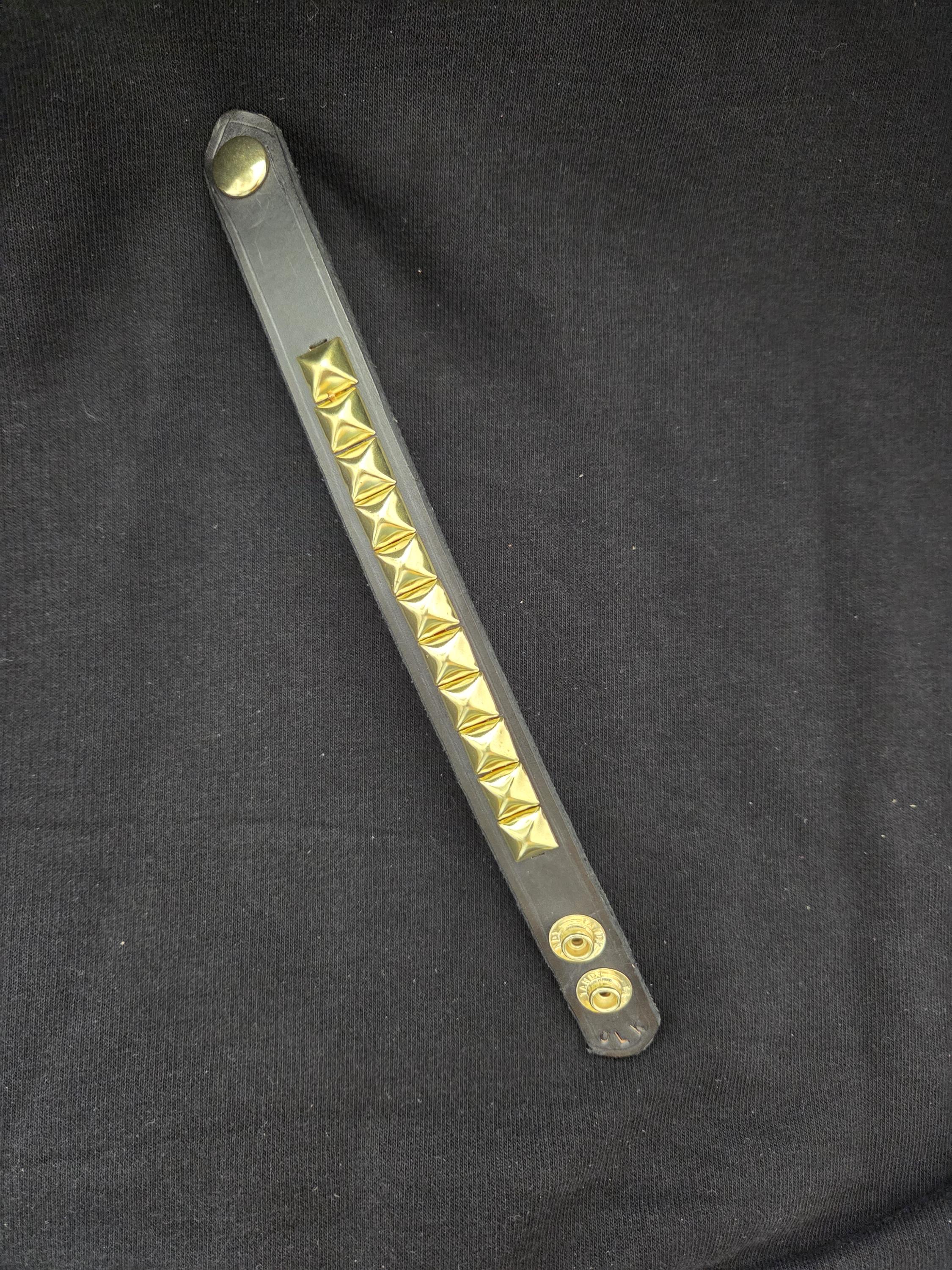 Studded leather punk bracelet.