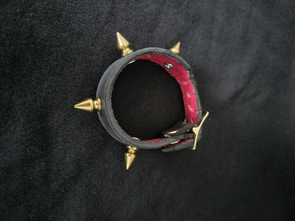 Spiked punk leather bracelet.