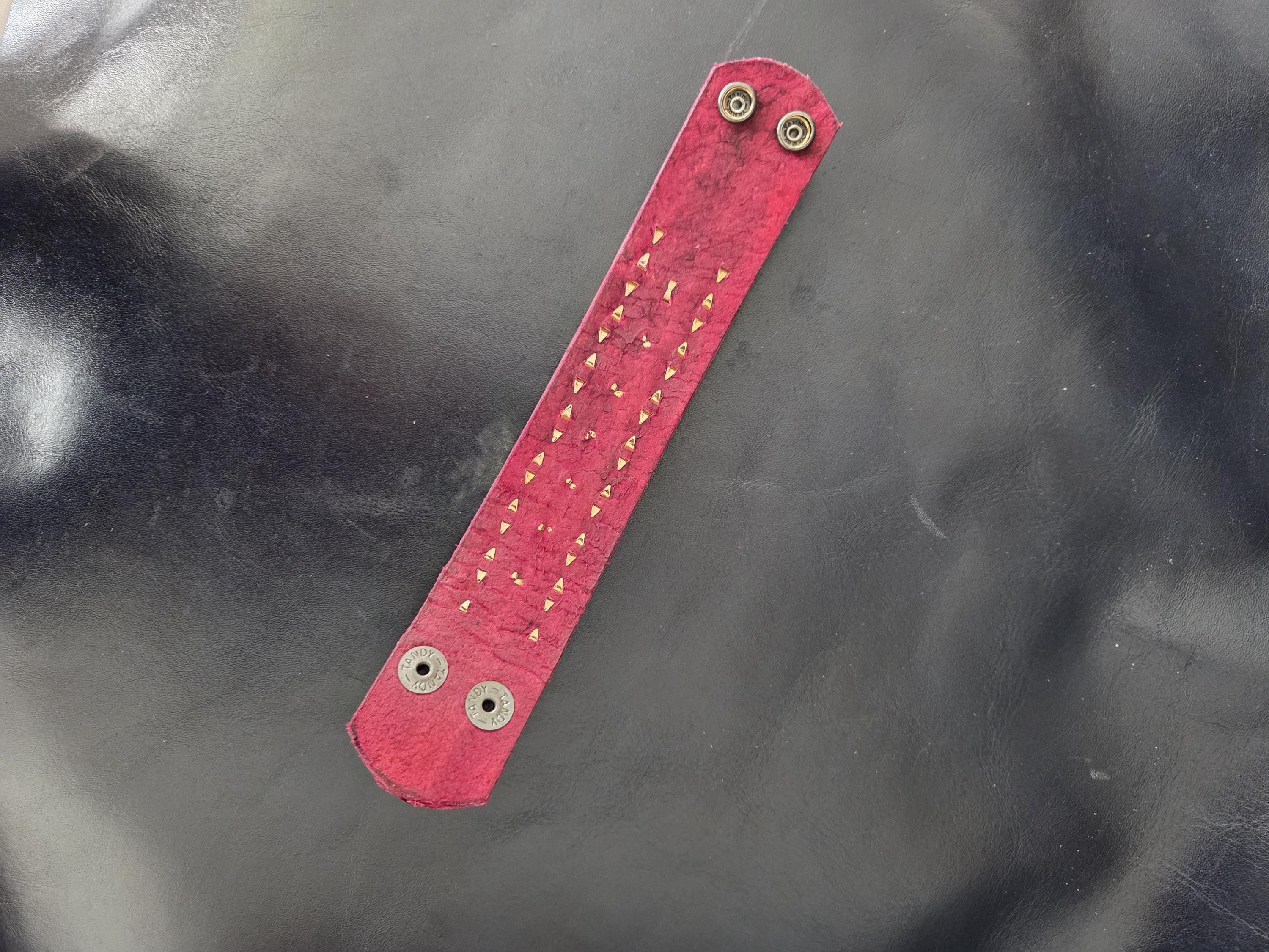 Studded leather punk bracelet.