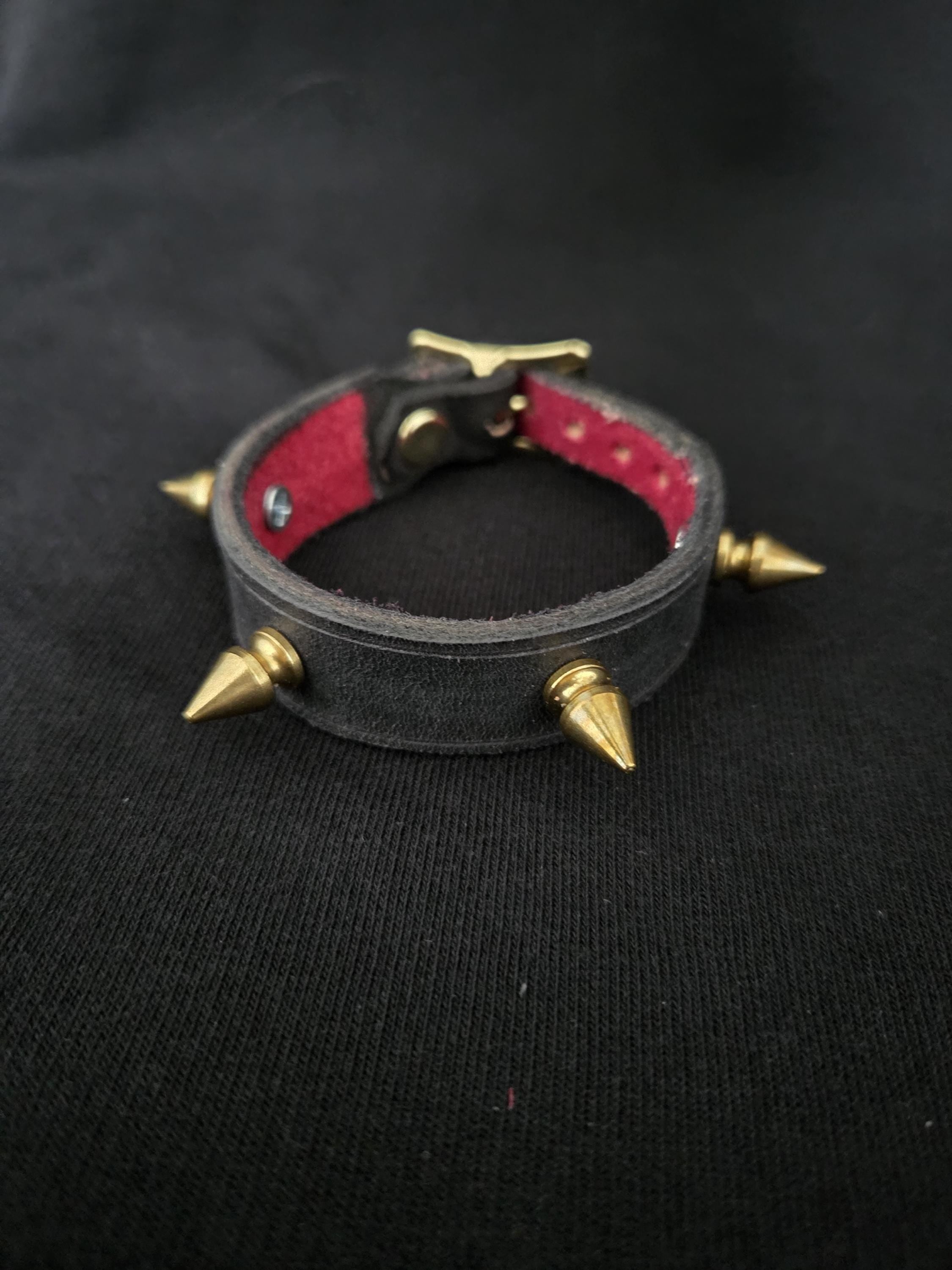 Spiked punk leather bracelet.