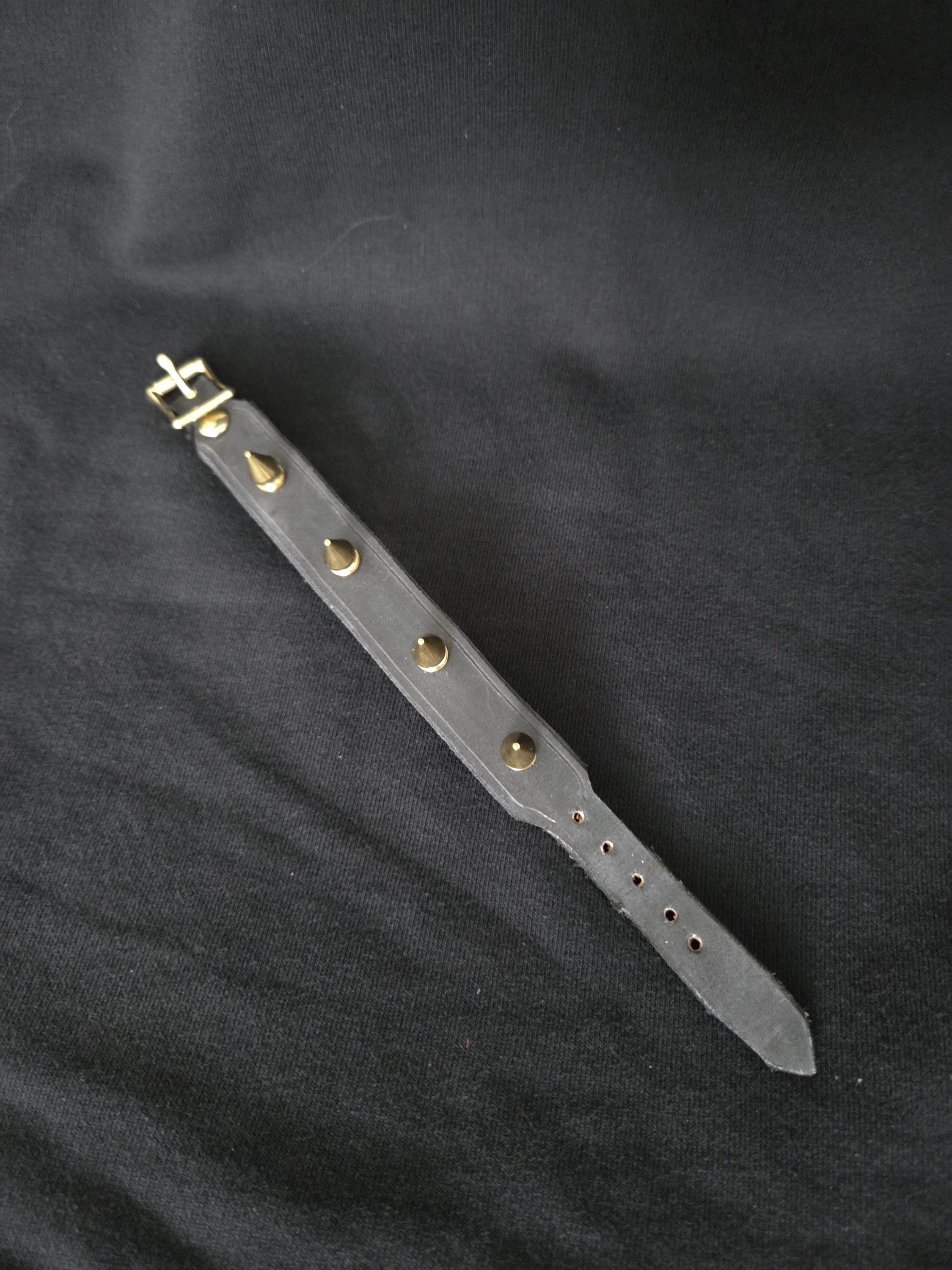 Spiked punk leather bracelet.