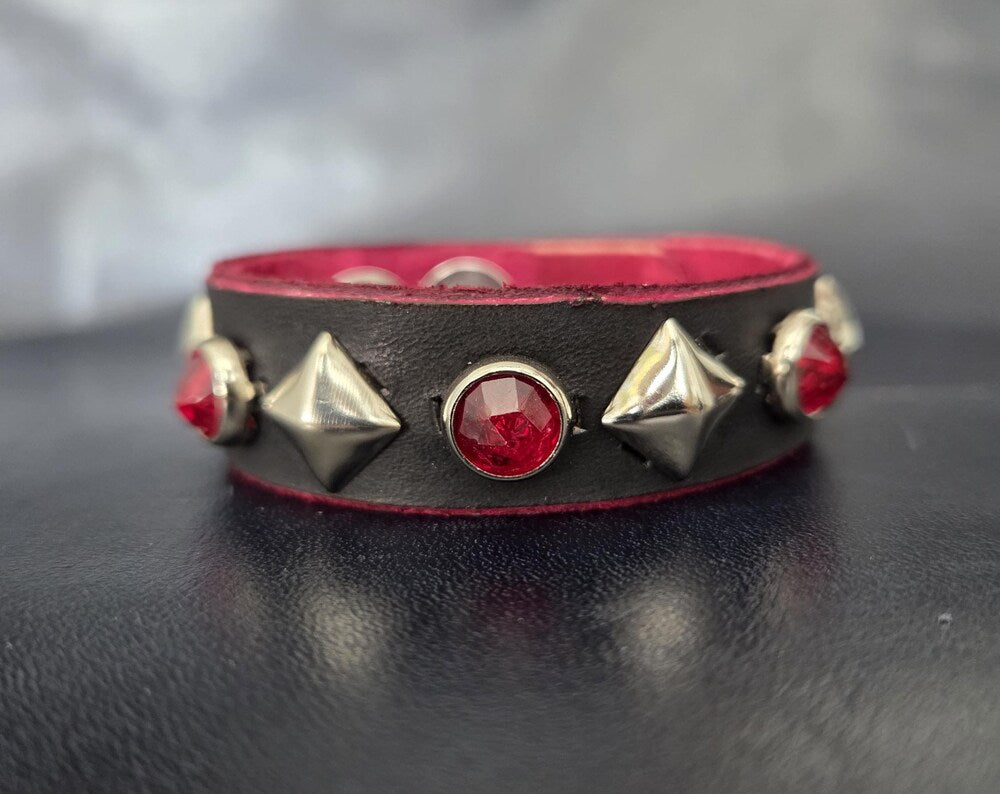 Studded leather punk bracelet.